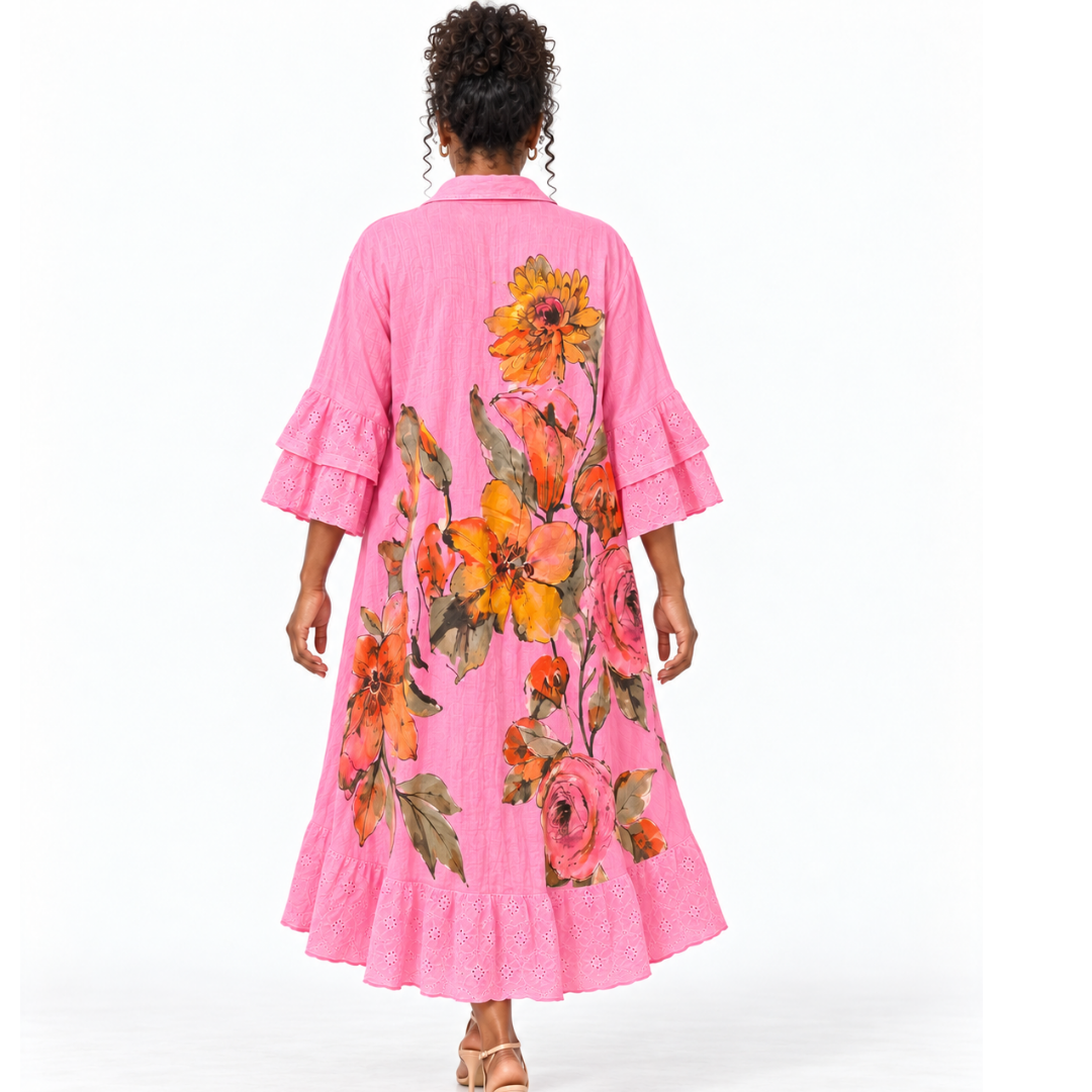 Amélie Floral Linen Dress