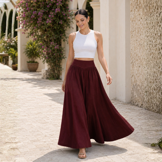 Marielle Tummy Flattening Linen Maxi Skirt