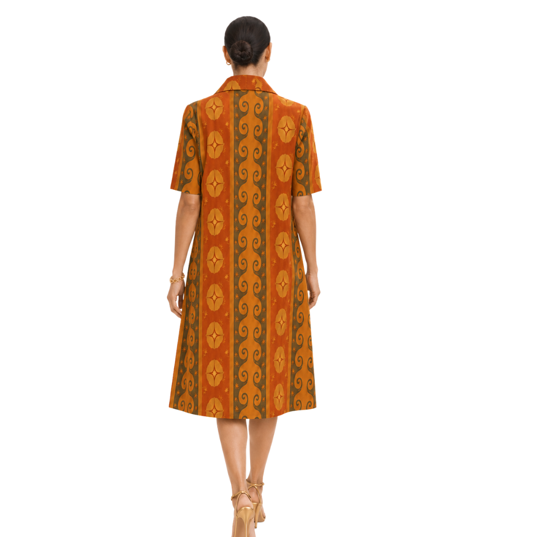 Marisol Printed A-Line Cotton-Poplin Midi Shirt Dress
