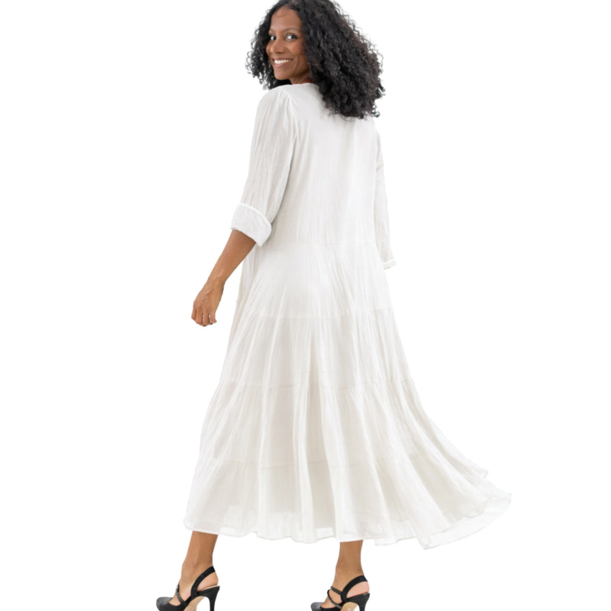 Kya Cotton Relaxed Tiered Satin Piped Dress