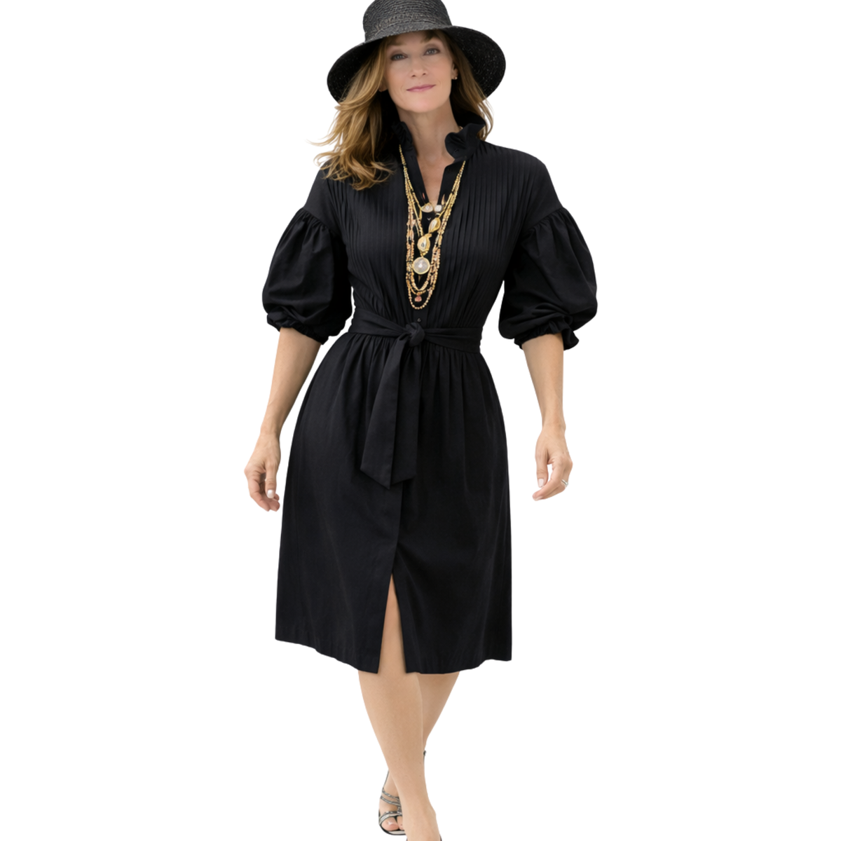 Zia Poplin Cinched Midi Dress