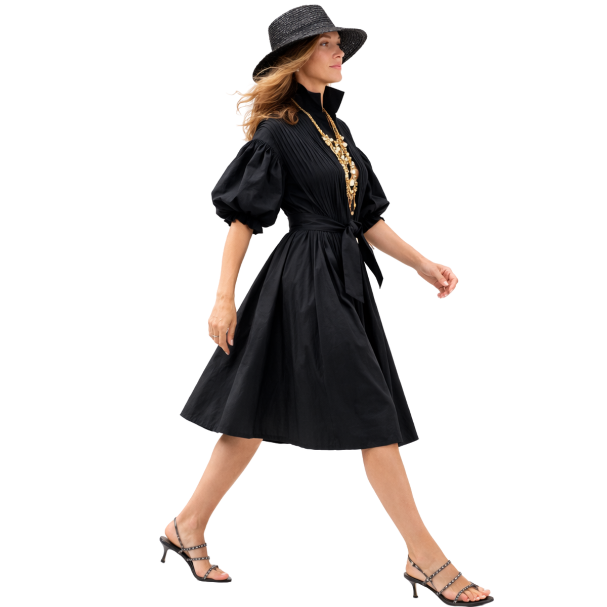 Zia Poplin Cinched Midi Dress