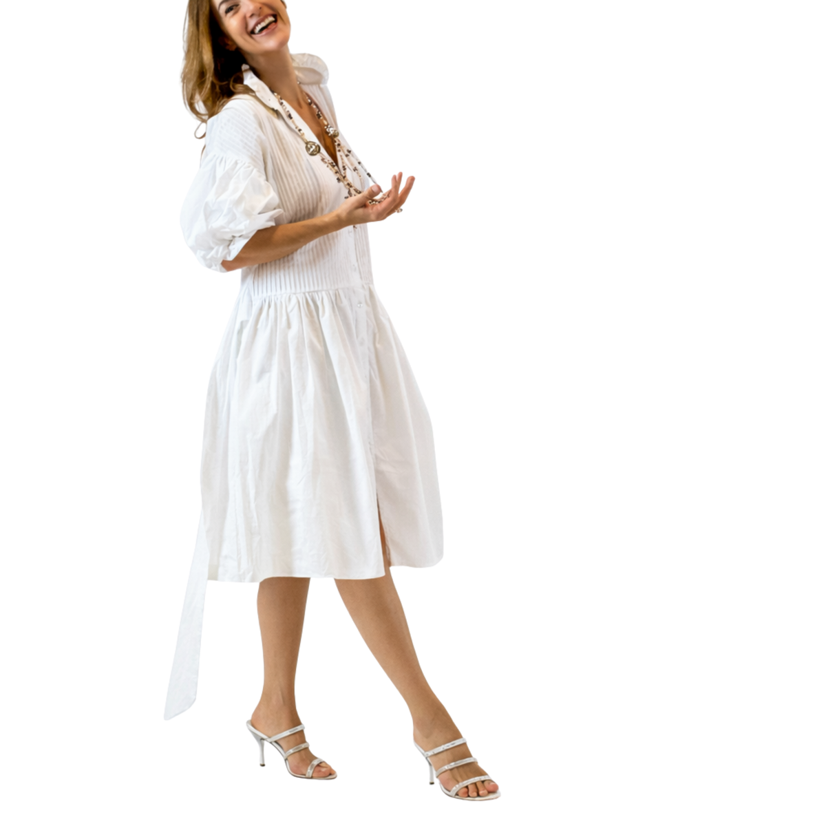 Zia Poplin Cinched Midi Dress