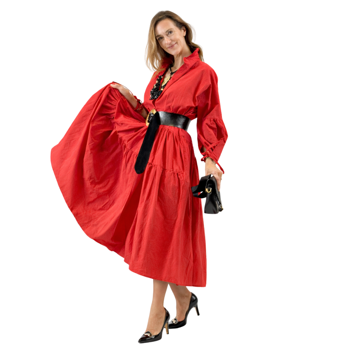 Ria Tiered Cotton Midi Dress