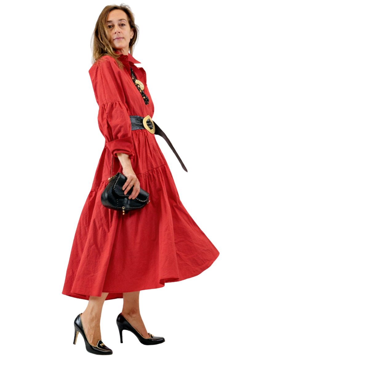 Ria Tiered Cotton Midi Dress