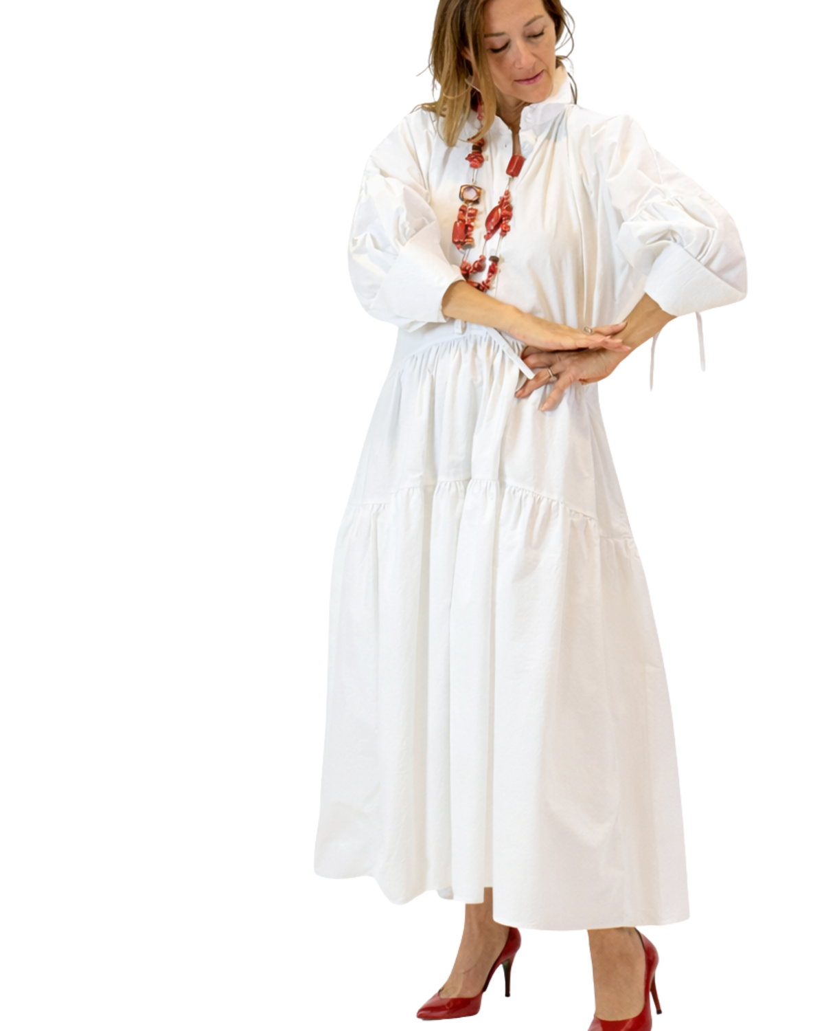 Ria Tiered Cotton Midi Dress