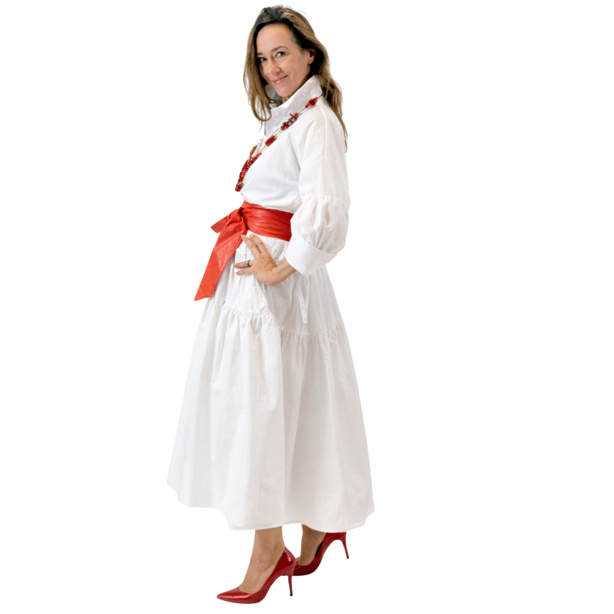 Ria Tiered Cotton Midi Dress