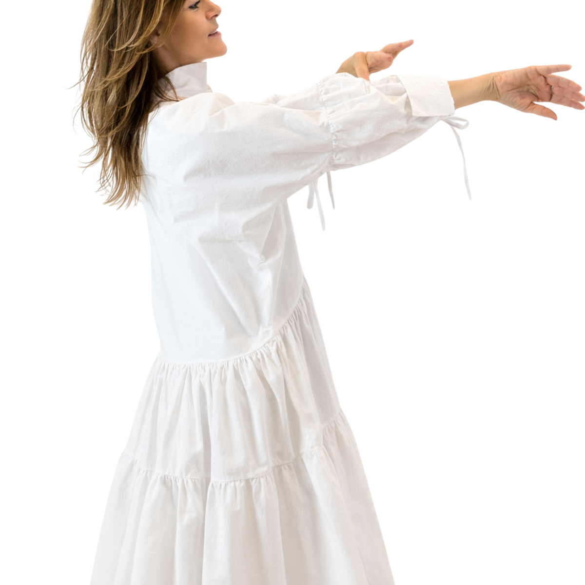 Ria Tiered Cotton Midi Dress