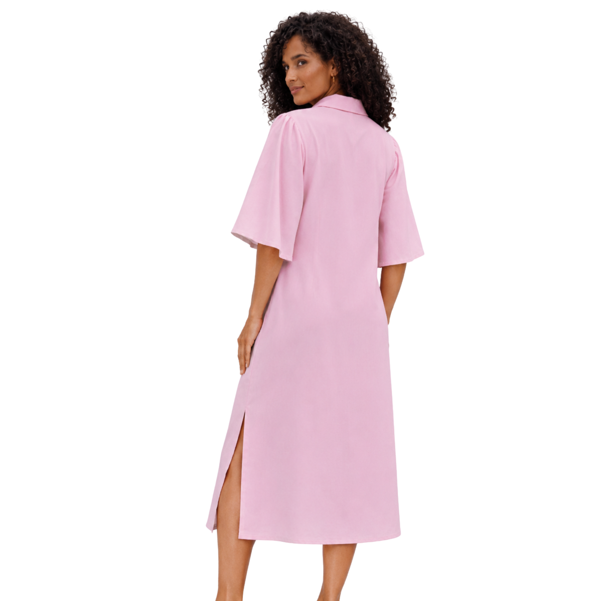Liana Cotton Flutter Sleeve Midi Dress