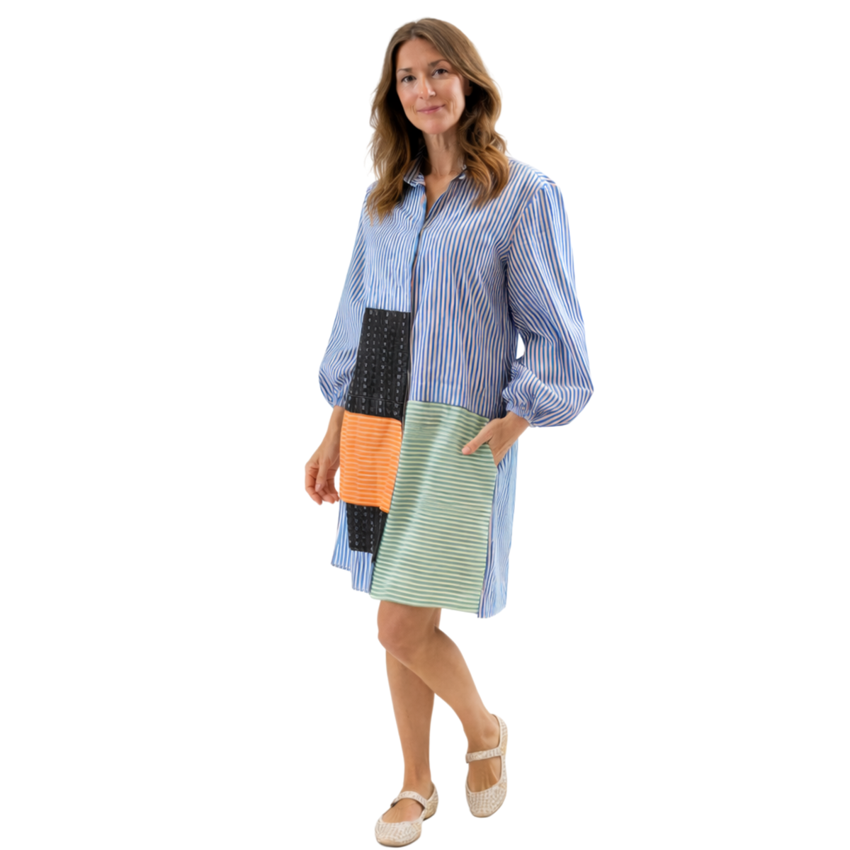 Kira Cotton Striped Patchwork Tunic