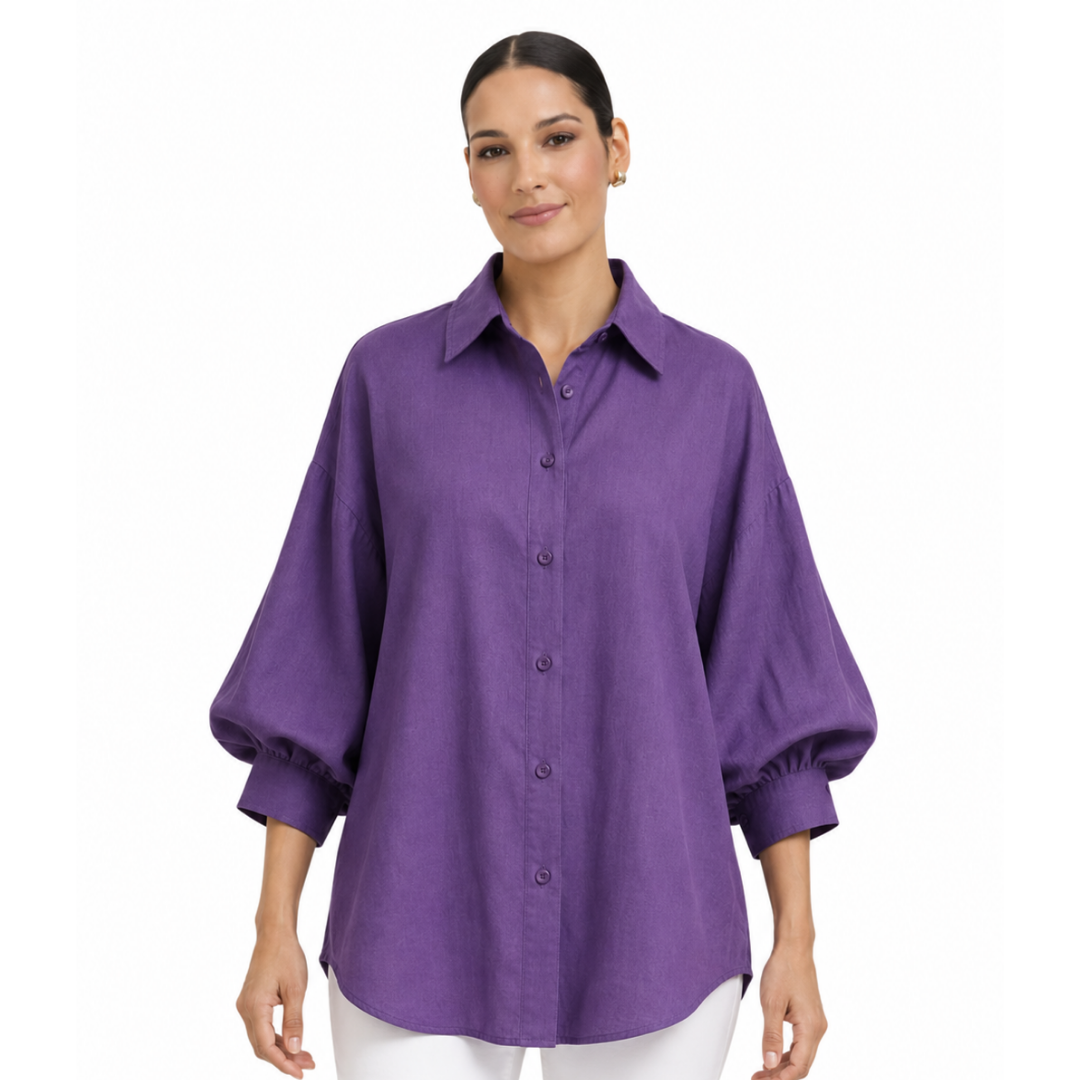 Colette Relaxed Drop-Shoulder Balloon-Sleeve Cotton Poplin Shirt