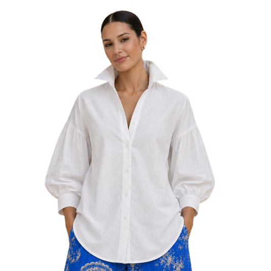 Colette Relaxed Drop-Shoulder Balloon-Sleeve Cotton Poplin Shirt