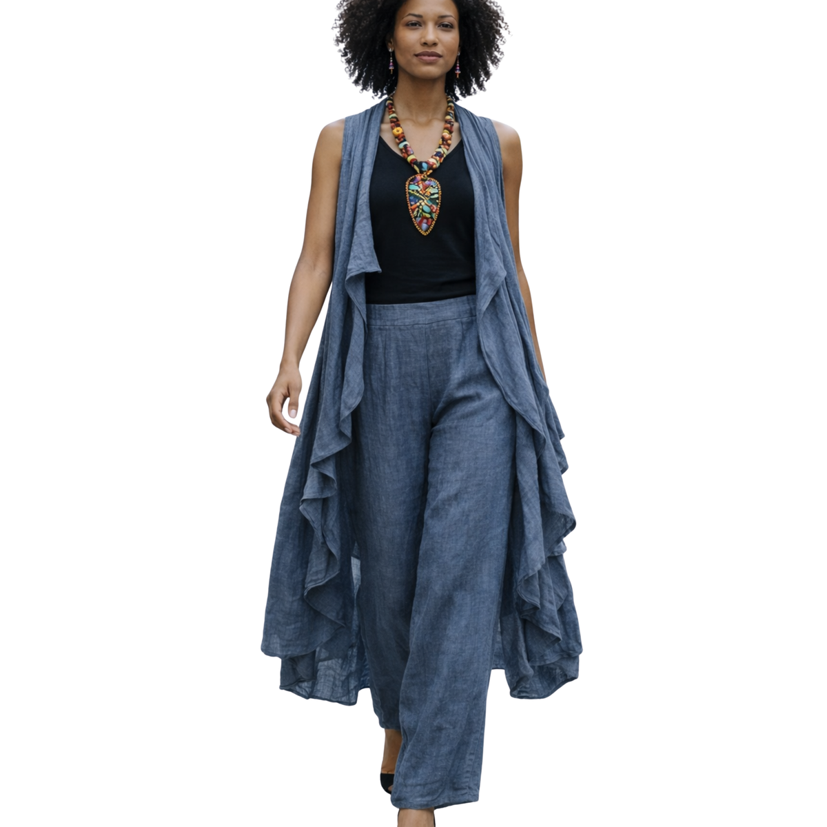 Zyanna Flax Linen 2-Piece Pants Set – Sculpted Resort Ensemble