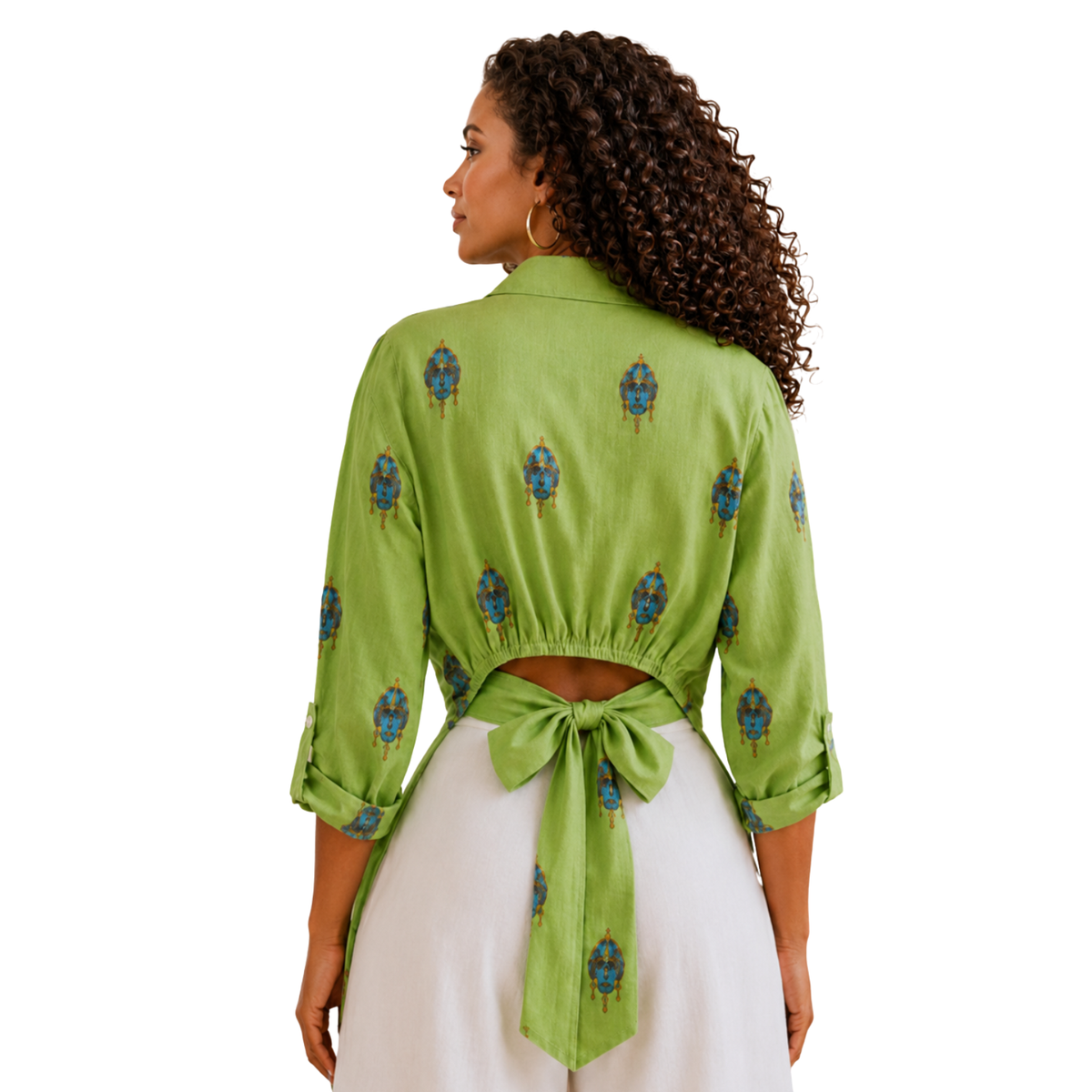 Savannah Masque 100% Flax Linen Artist-Print Shirt