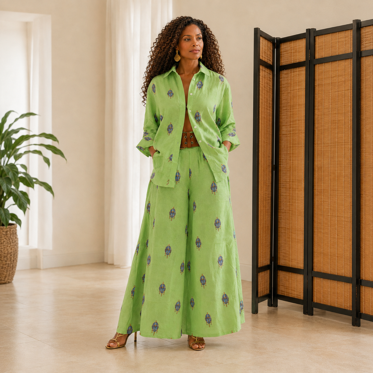 Savannah Masque 100% Flax Linen Wide-Leg Pants