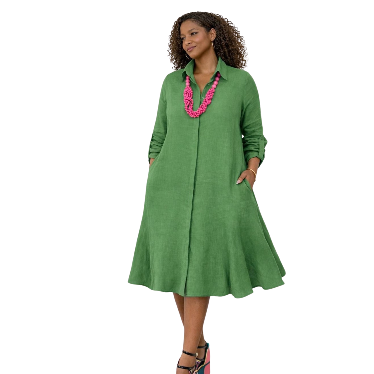 Isla Linen Bias Midi Dress