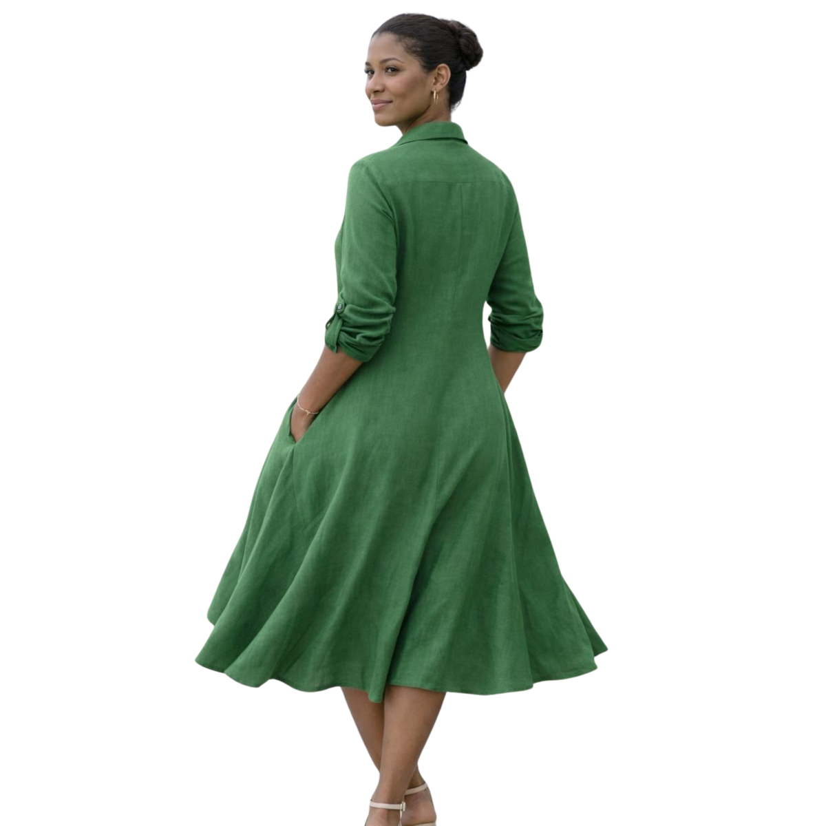 Isla Linen Bias Midi Dress