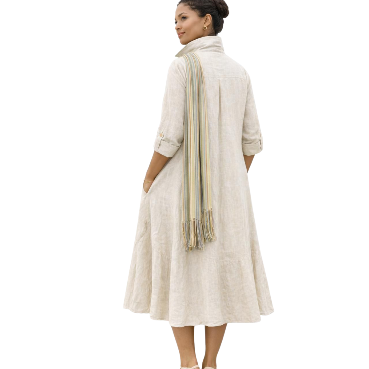 Isla Linen Bias Midi Dress
