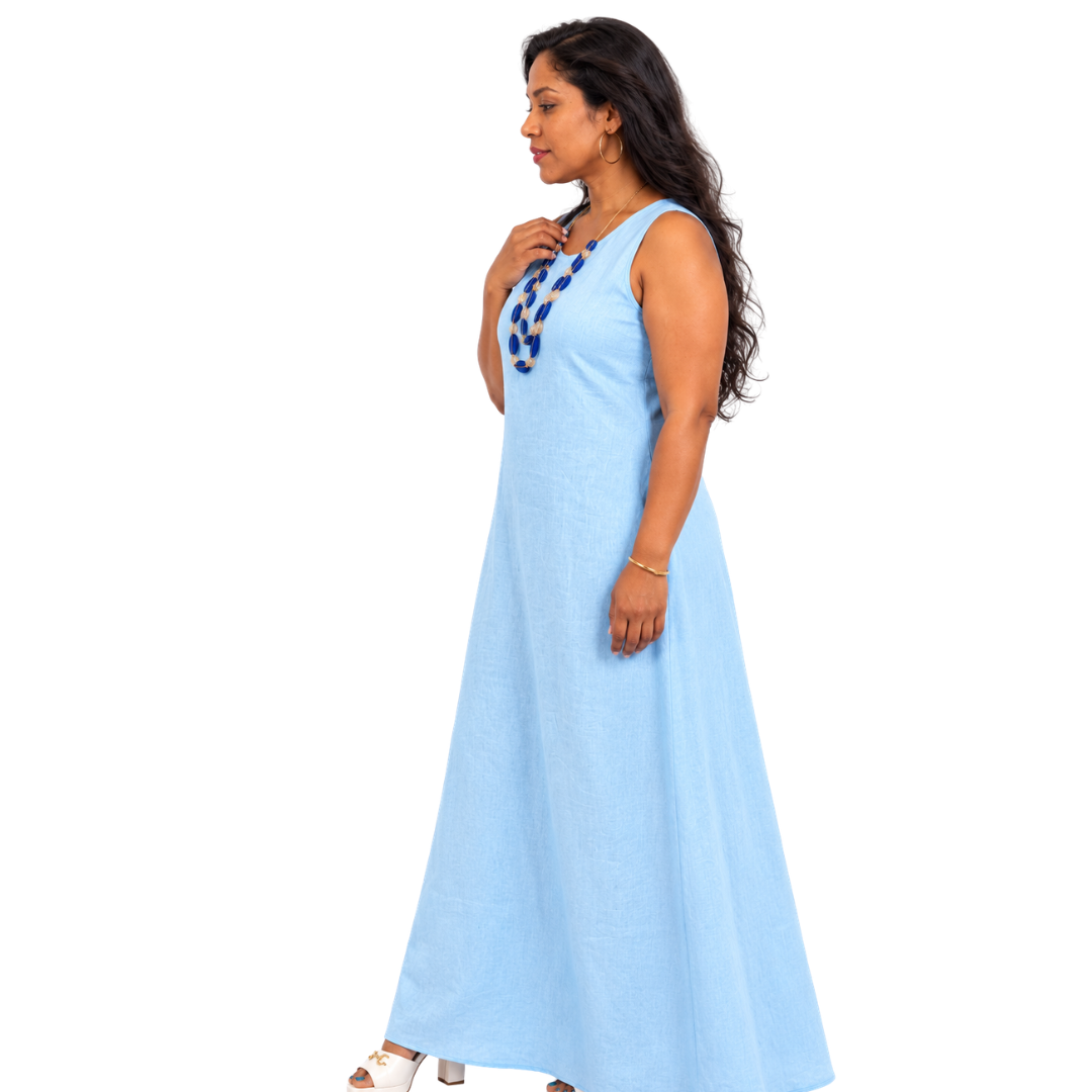 Linen Relaxed Maxi A-Line Dress