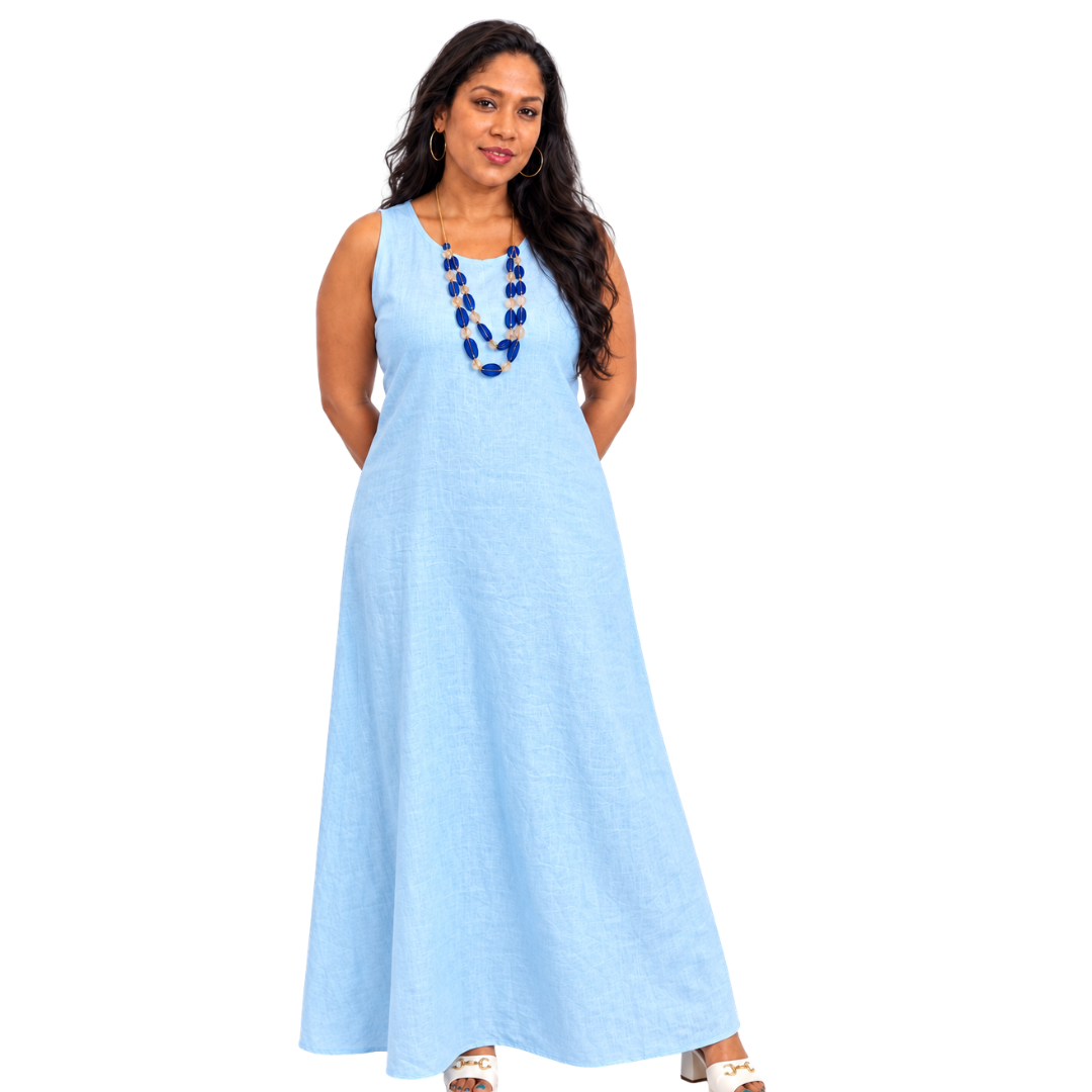 Linen Relaxed Maxi A-Line Dress