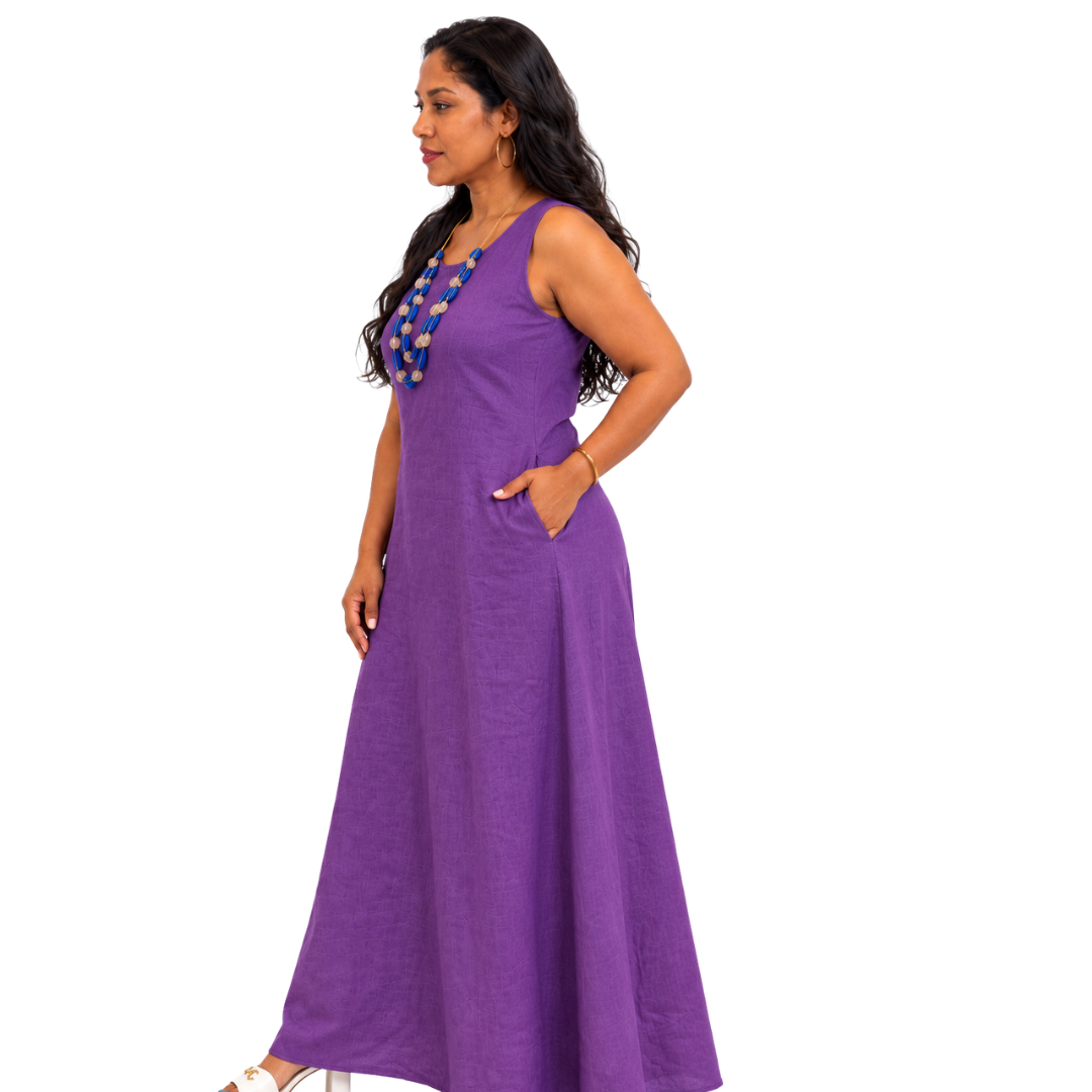 Linen Relaxed Maxi A-Line Dress