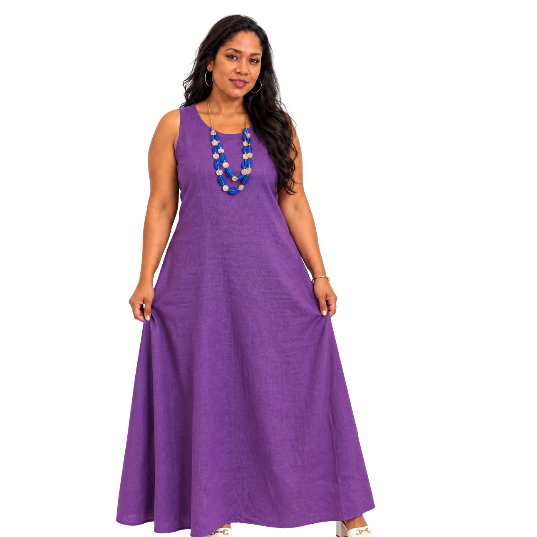 Linen Relaxed Maxi A-Line Dress
