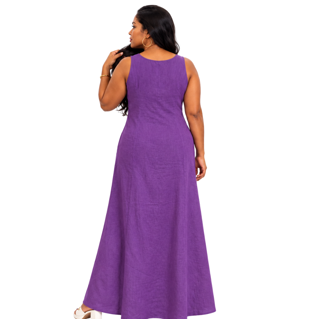 Linen Relaxed Maxi A-Line Dress
