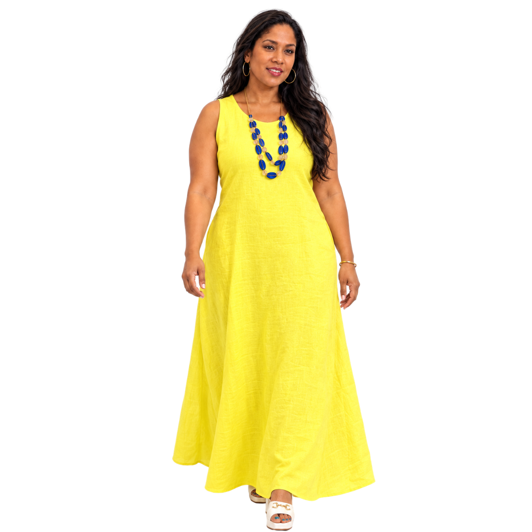 Linen Relaxed Maxi A-Line Dress
