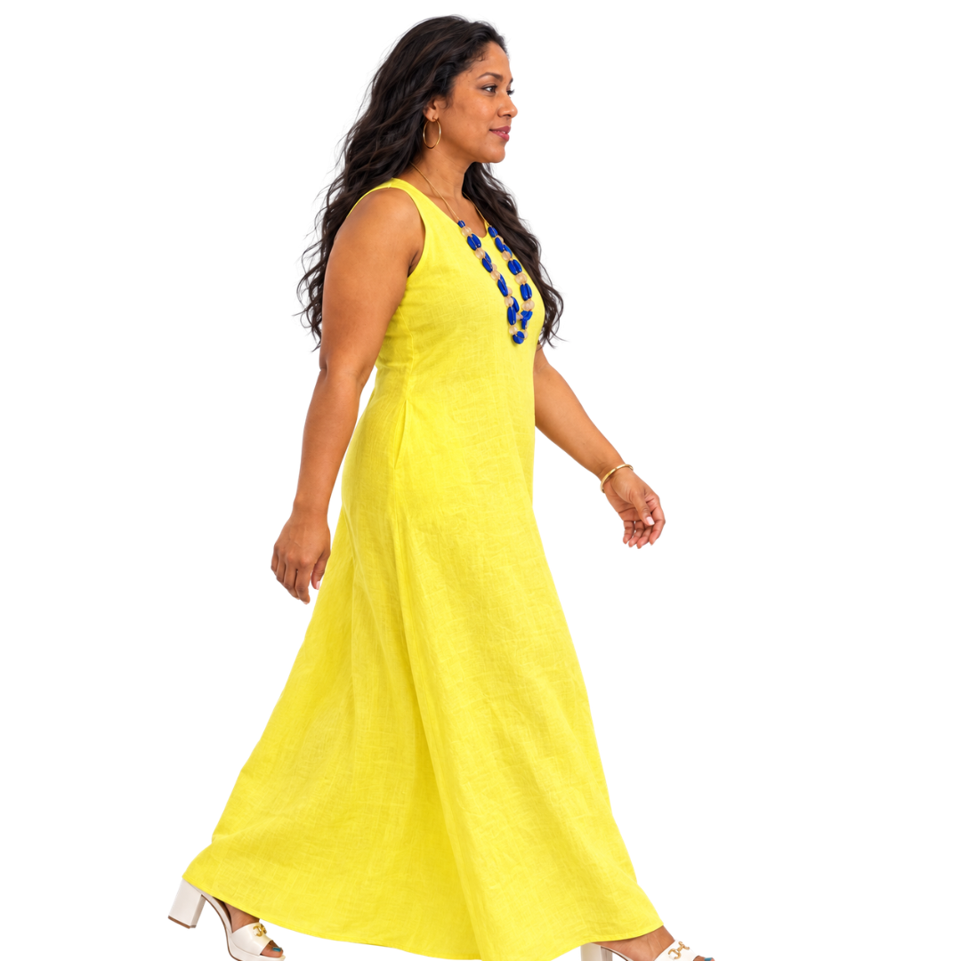 Linen Relaxed Maxi A-Line Dress