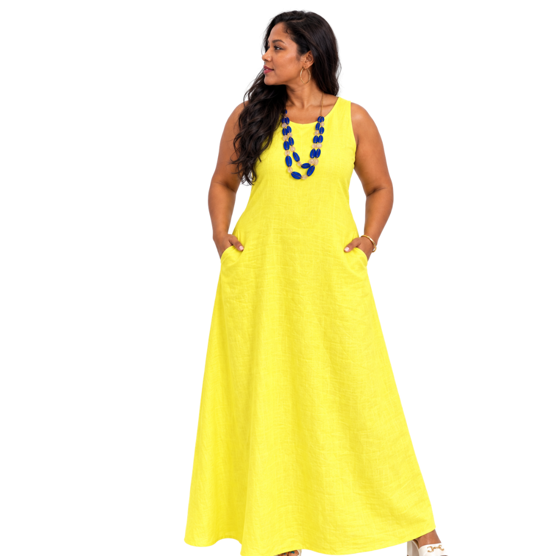 Linen Relaxed Maxi A-Line Dress
