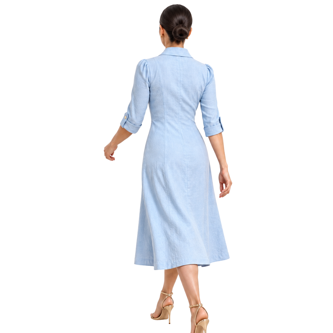 Vivienne Linen Zip-Front Midi Dress