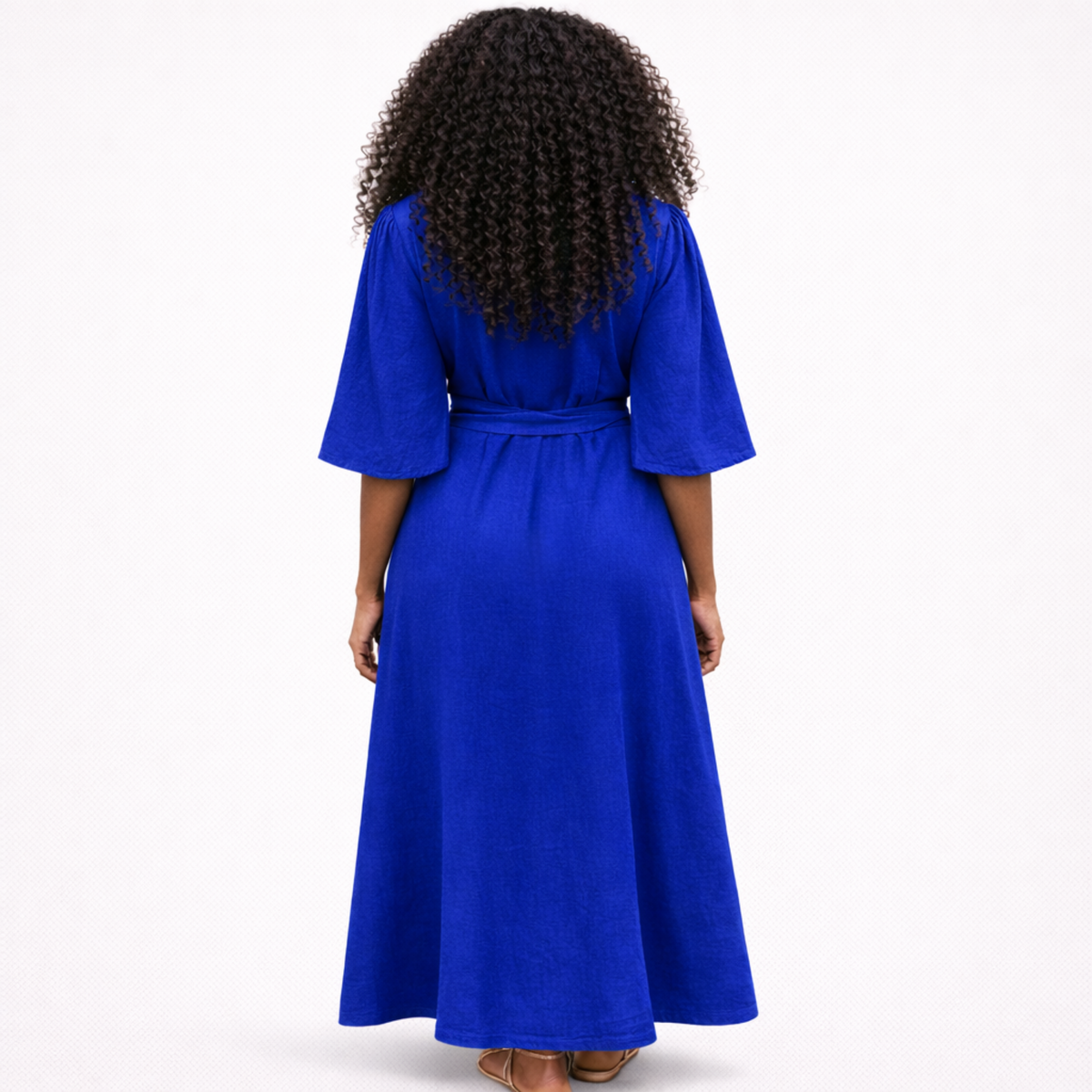 Azaria Signature Linen Wrap Midi Dress