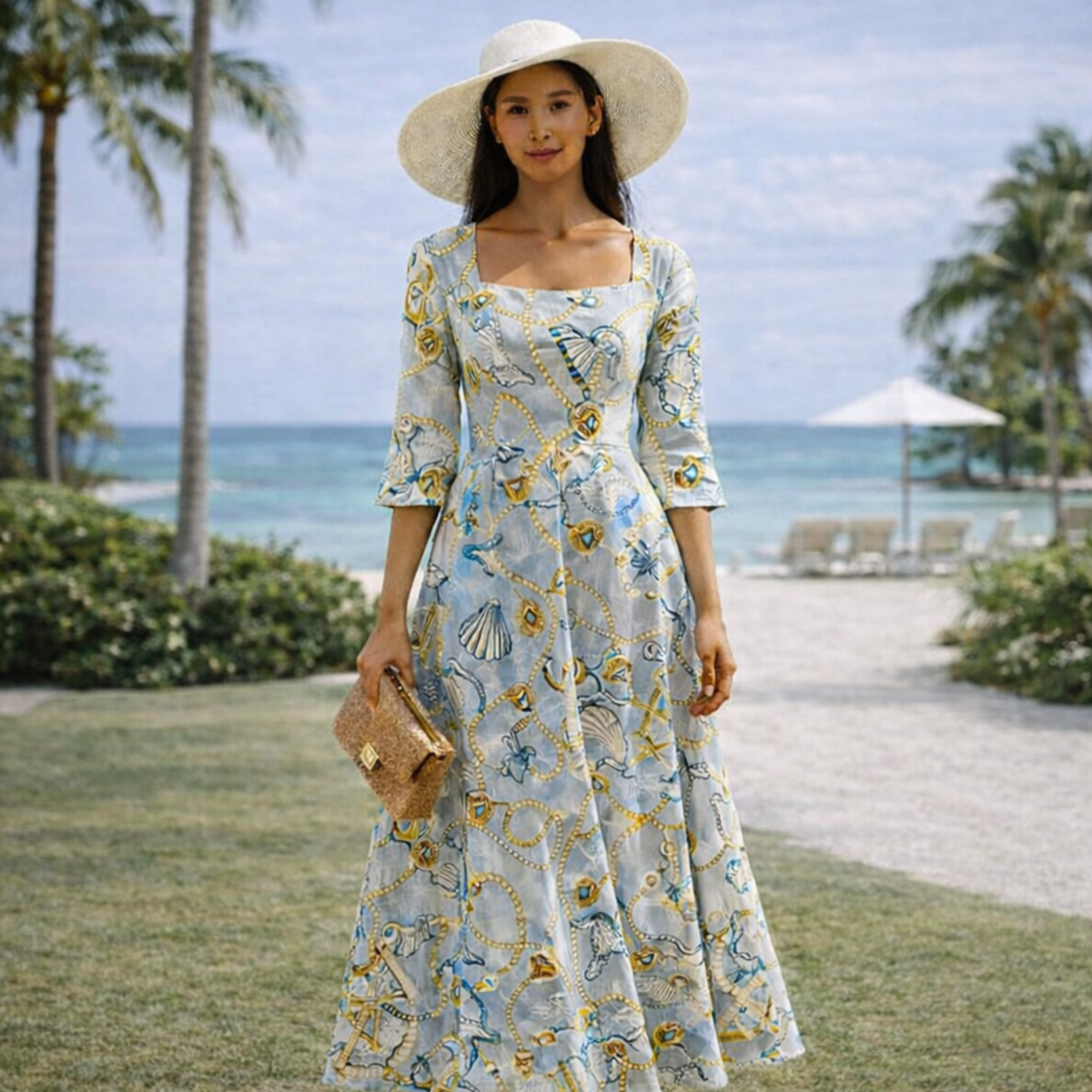 Linen Pocket Midi Dress Artist Series