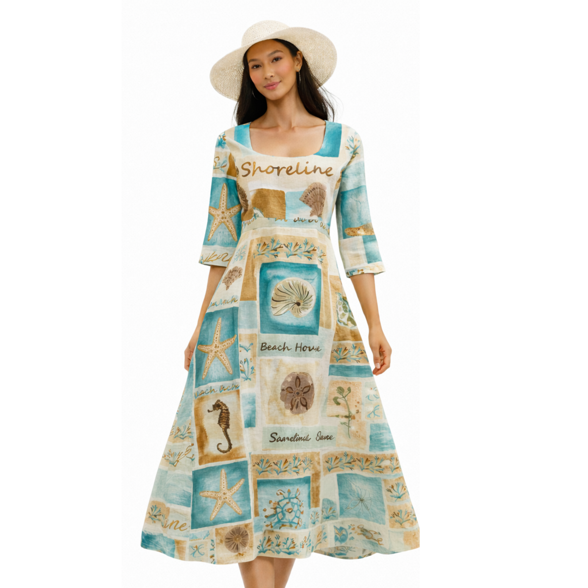 Linen Pocket Midi Dress Artist Series