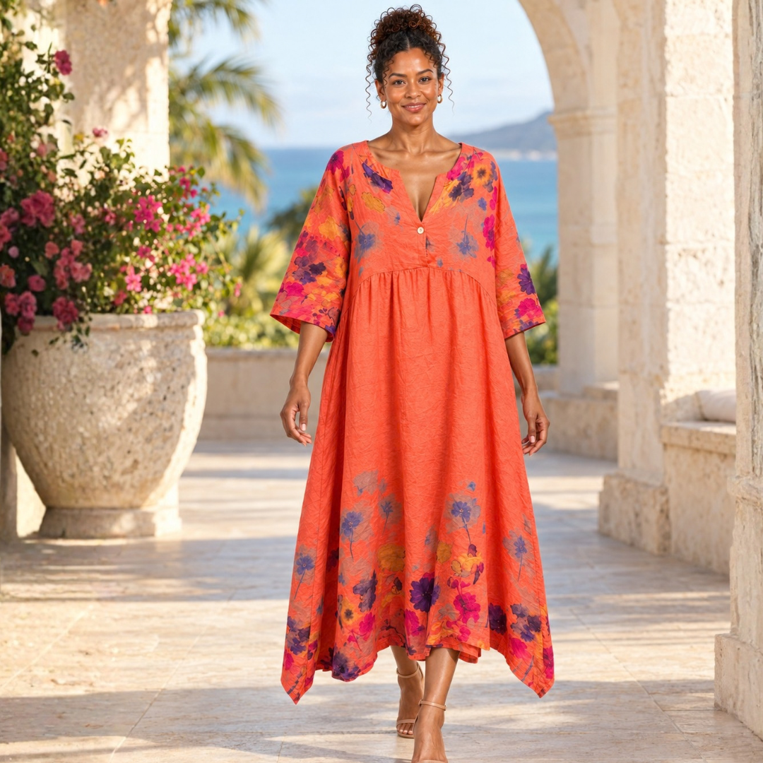 Fiorella Floral Linen Maxi Dress