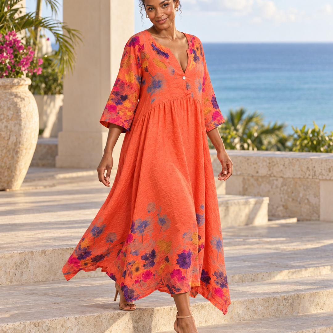 Fiorella Floral Linen Maxi Dress