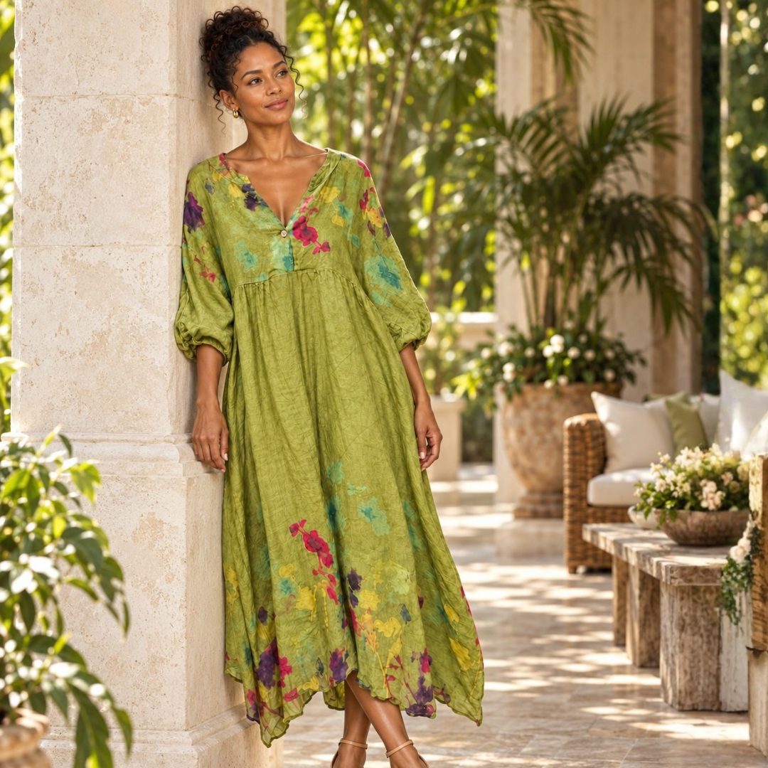 Fiorella Floral Linen Maxi Dress