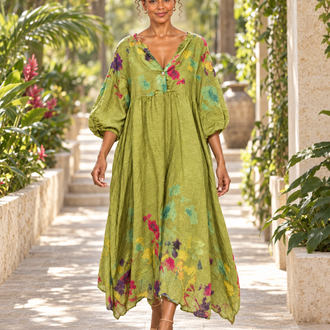 Fiorella Floral Linen Maxi Dress