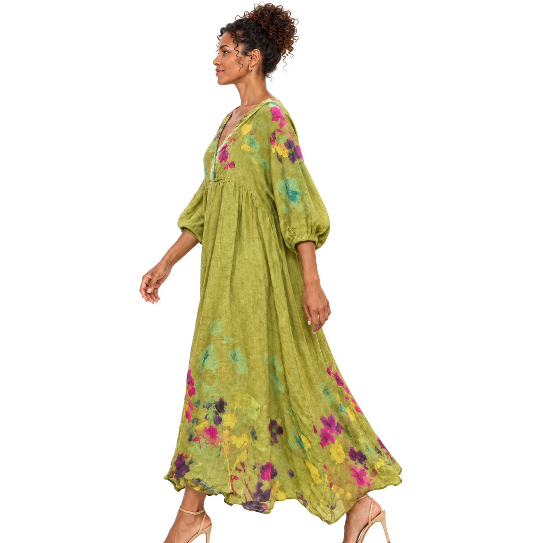 Fiorella Floral Linen Maxi Dress
