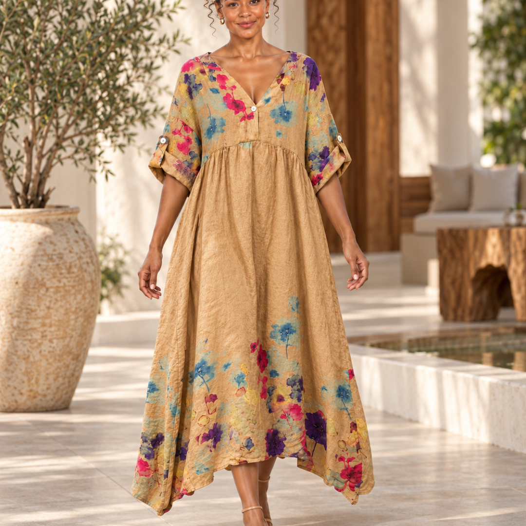 Fiorella Floral Linen Maxi Dress