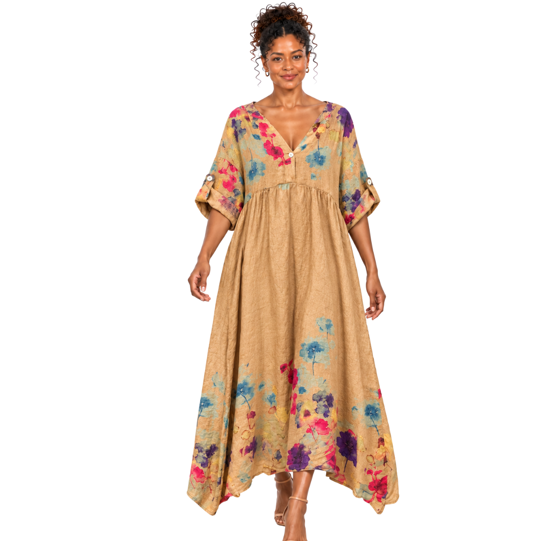 Fiorella Floral Linen Maxi Dress
