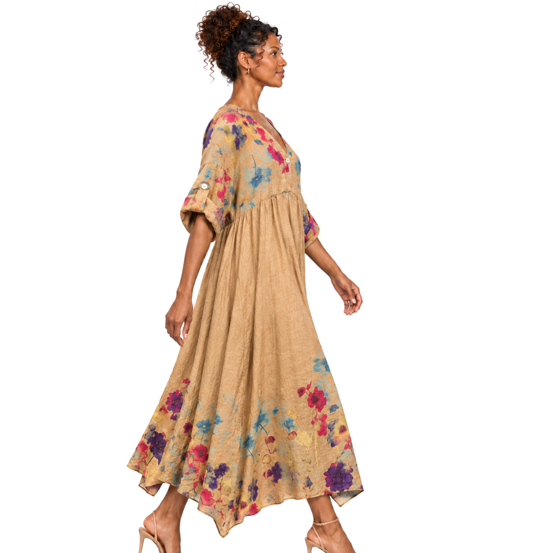 Fiorella Floral Linen Maxi Dress