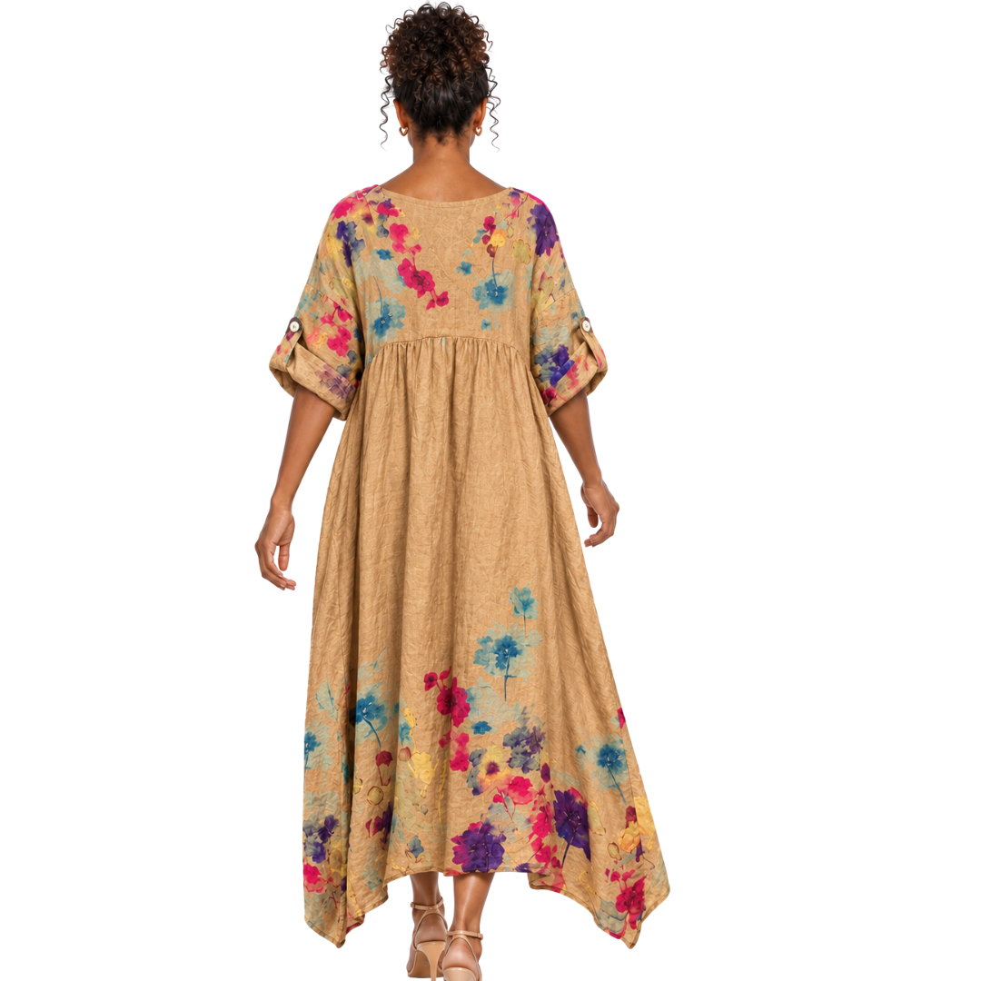 Fiorella Floral Linen Maxi Dress