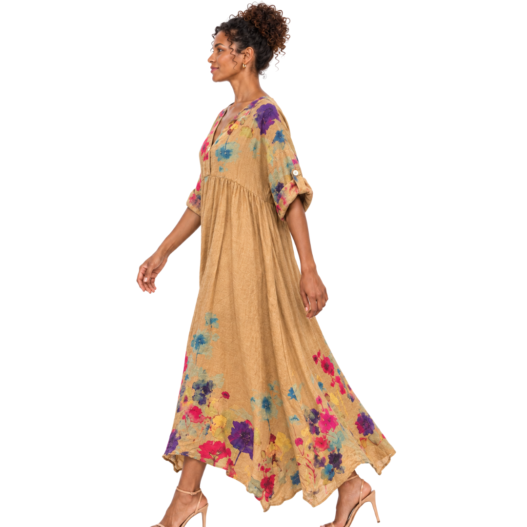 Fiorella Floral Linen Maxi Dress