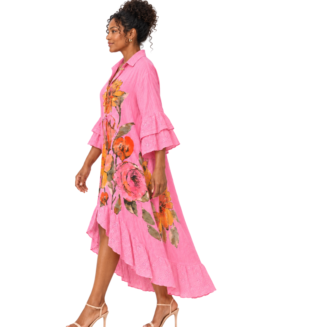 Amélie Floral Linen Dress