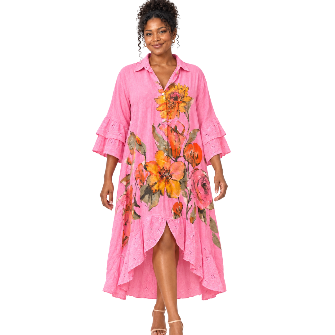 Amélie Floral Linen Dress