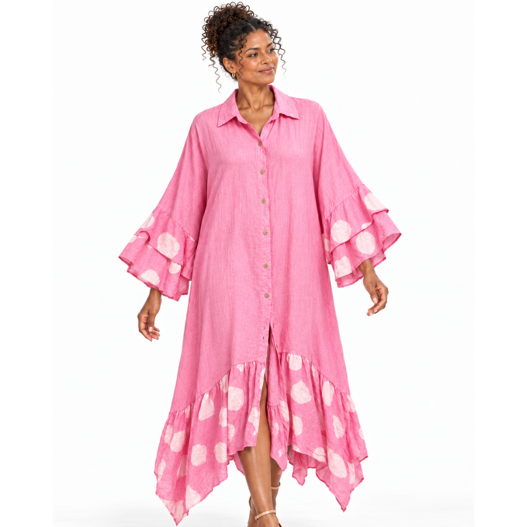 Rosalie Ruffle Linen Dress