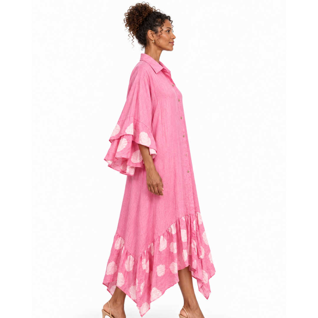 Rosalie Ruffle Linen Dress
