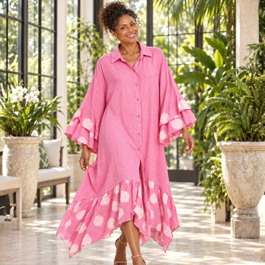 Rosalie Ruffle Linen Dress