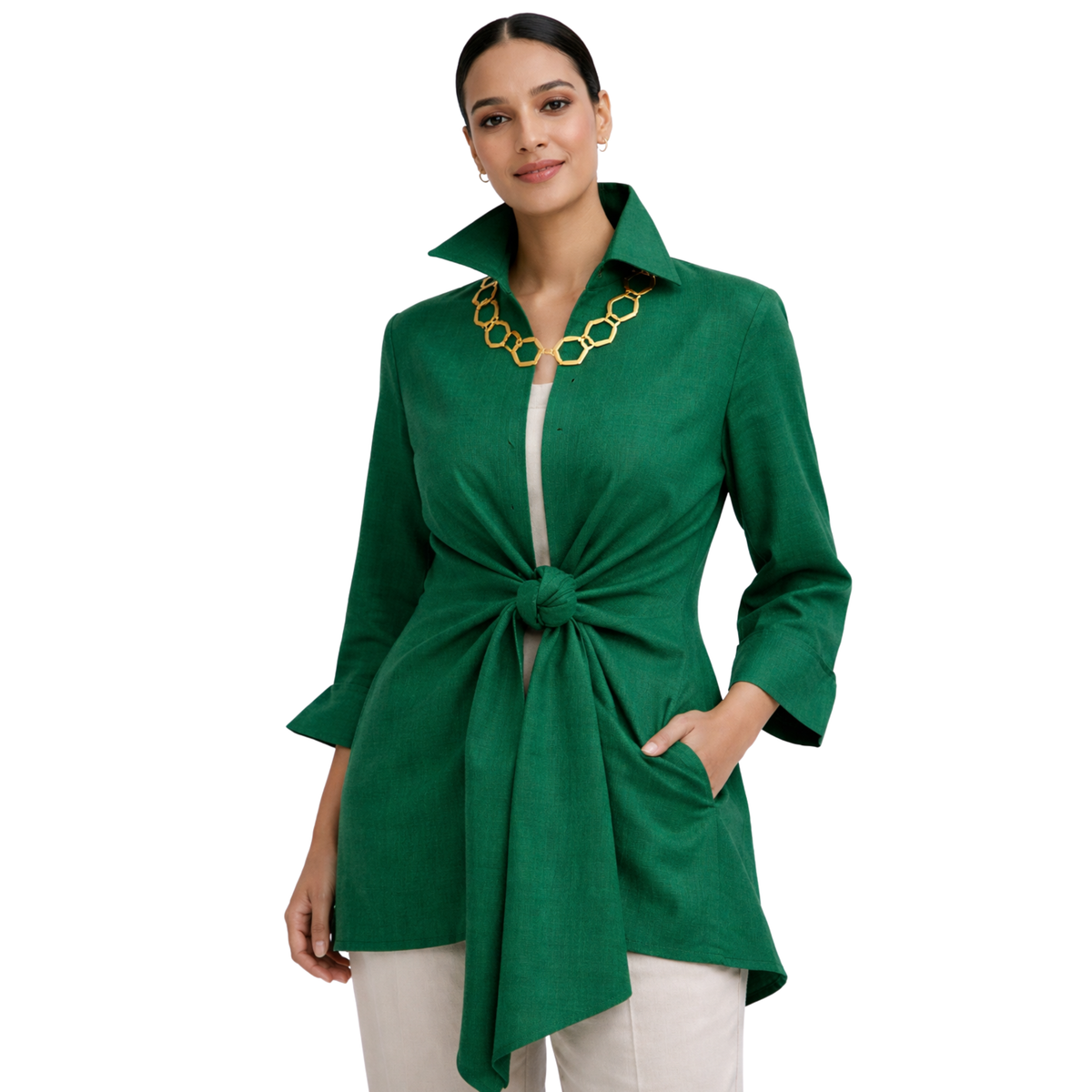 Linen Tie Front Jacket